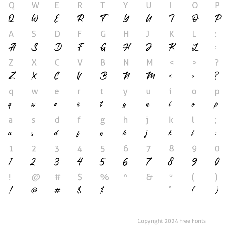 Character Map of Mathechester Script Regular