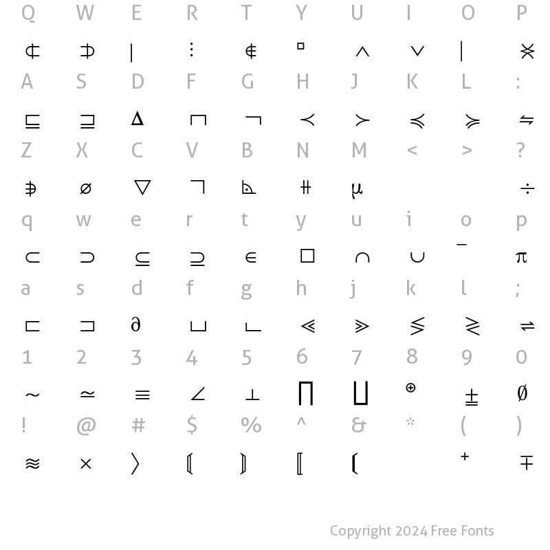 Character Map of Mathematical Pi 1 BQ Regular