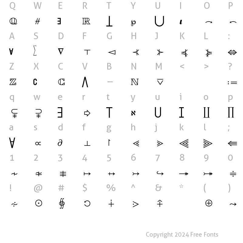 Character Map of Mathematical Pi 2 BQ Regular