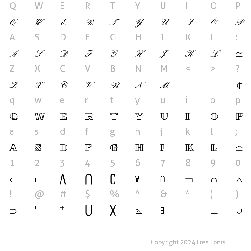 Character Map of Mathematical Pi 3 BQ Regular