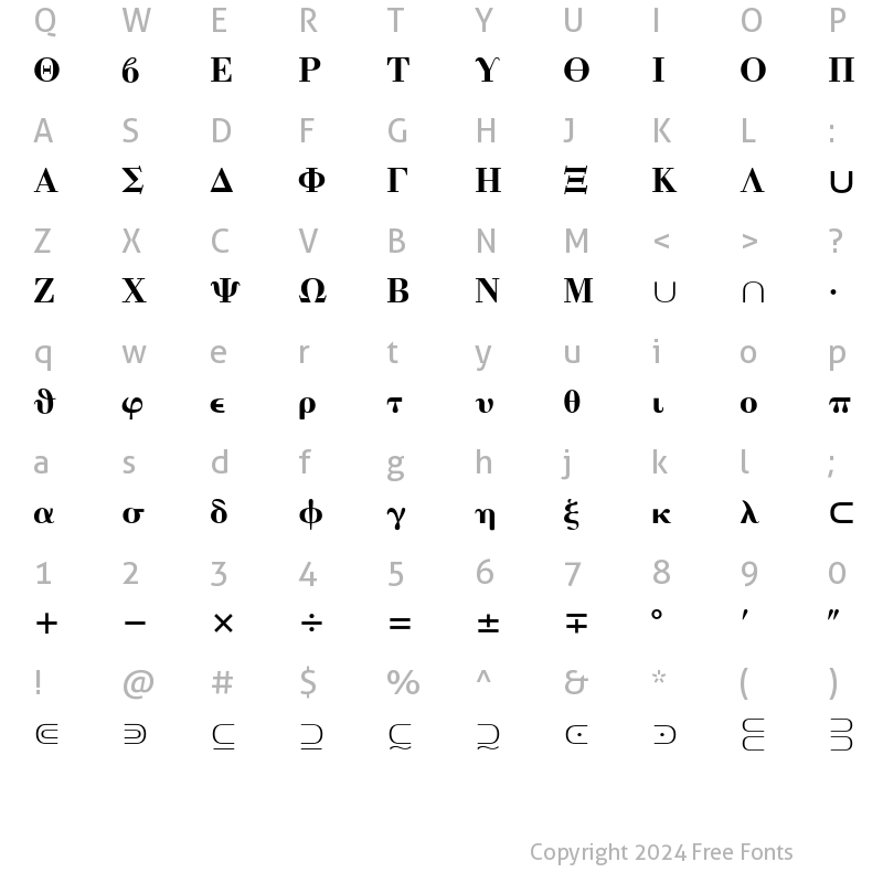 Character Map of MathematicalPi 4 Regular