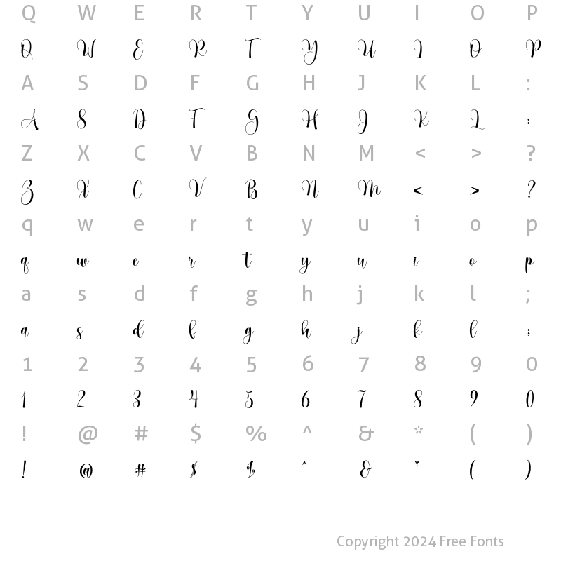 Character Map of Mathilda Script Regular