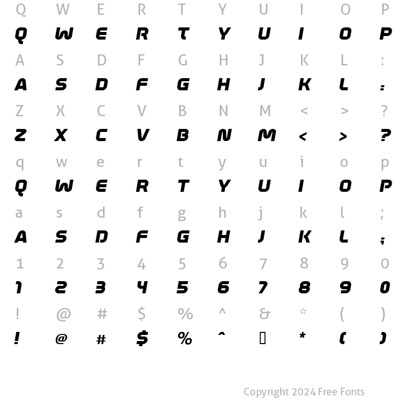 Character Map of Mathmos Original Italic