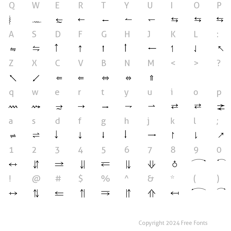 Character Map of MathTechnical P02 Regular