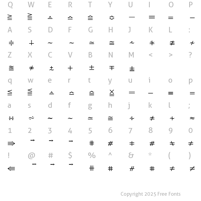 Character Map of MathTechnical P03 Regular