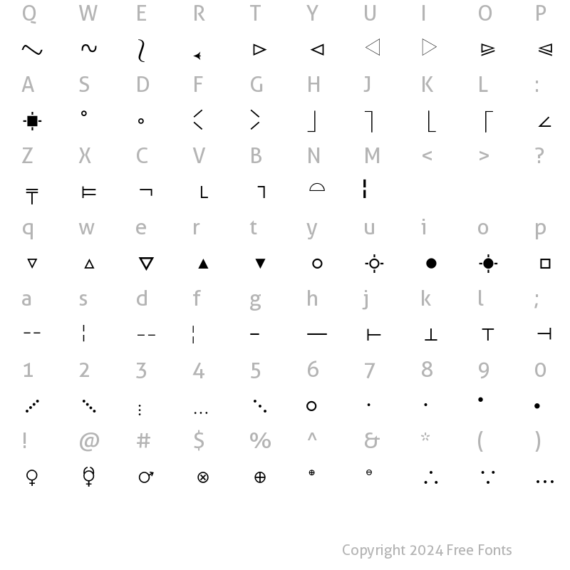 Character Map of MathTechnical P07 Regular