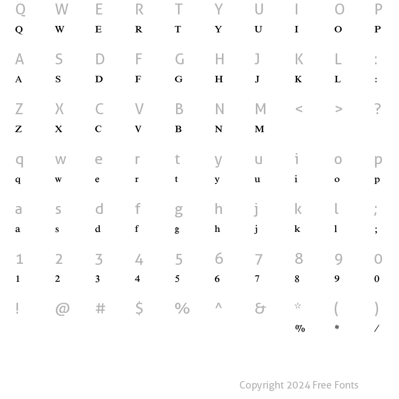 Character Map of MathTechnical P14 Regular