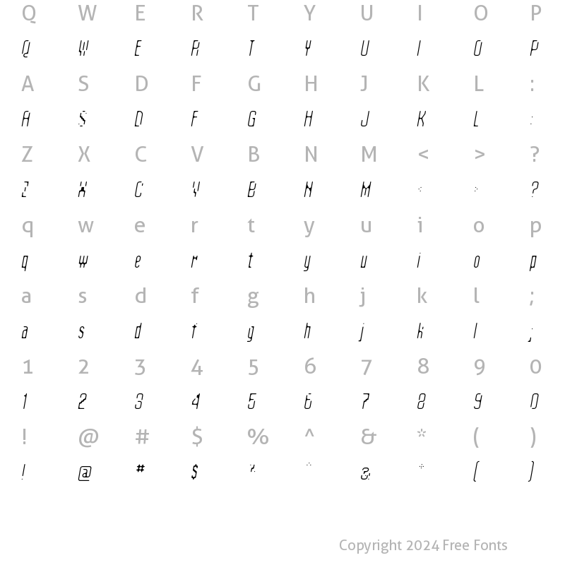 Character Map of Matica Subnormal Oblique