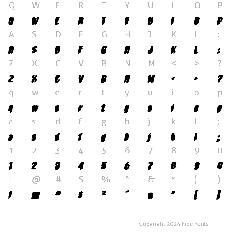 Character Map of Matica SupernormalDrop Oblique