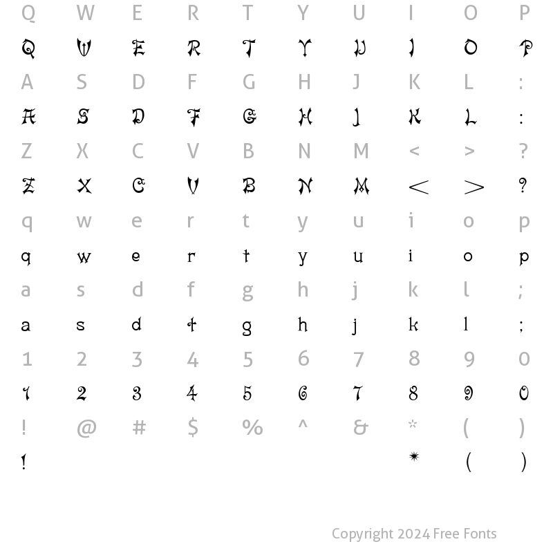 Character Map of Matilda Regular