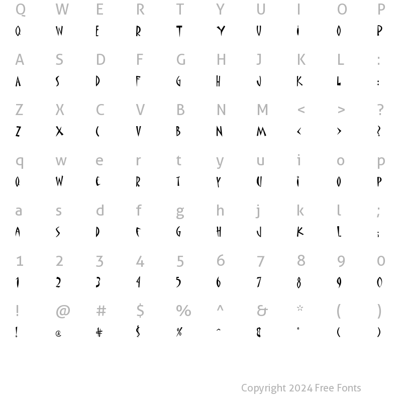 Character Map of Matisse Cyr Regular