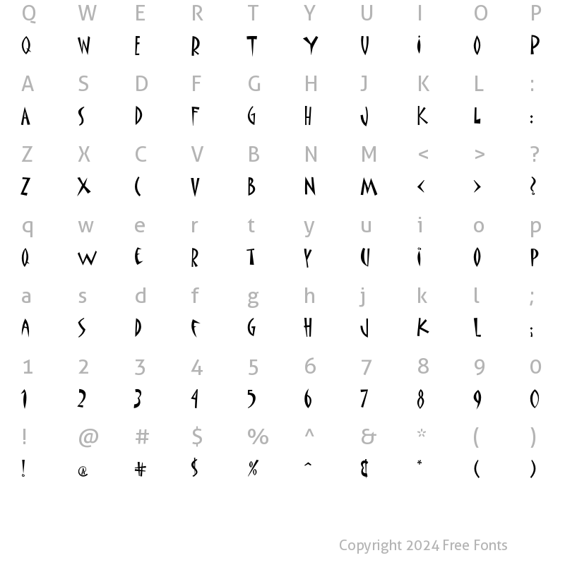 Character Map of Matisse ITC Std Regular