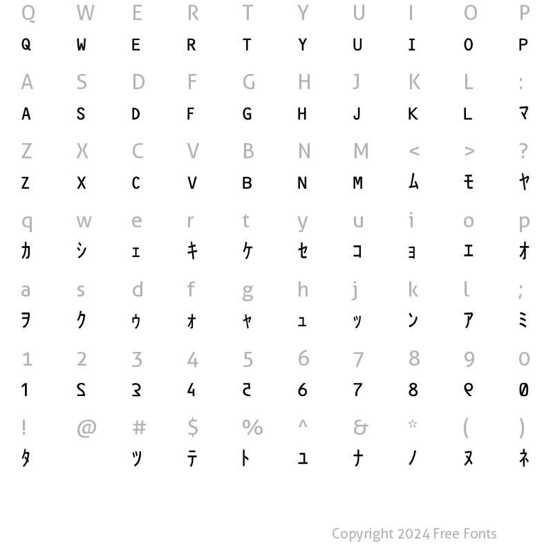 Character Map of Matrix Code NFI Regular