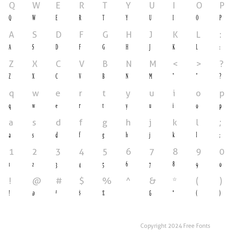 Character Map of Matrix-Narrow Roman