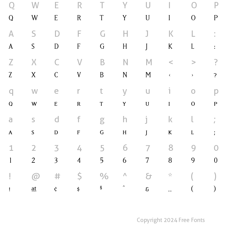 Character Map of MatrixBookSmallCaps Regular