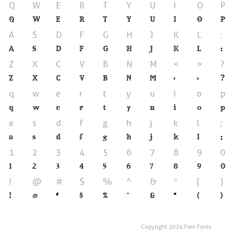 Character Map of MatrixInlineExtraBoldLining Bold