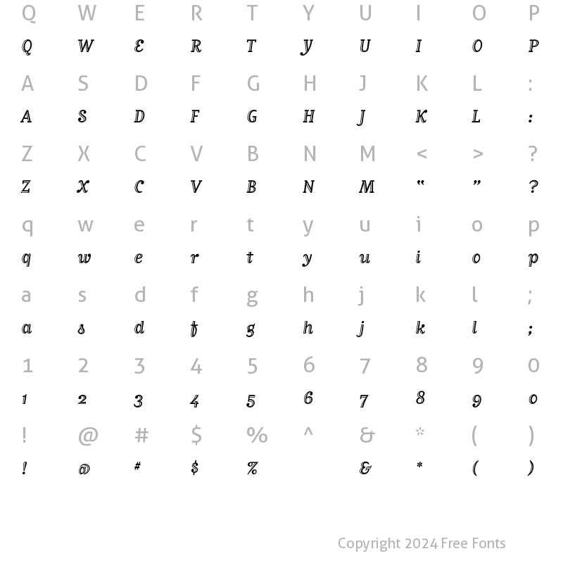 Character Map of MatrixInlineScript Regular