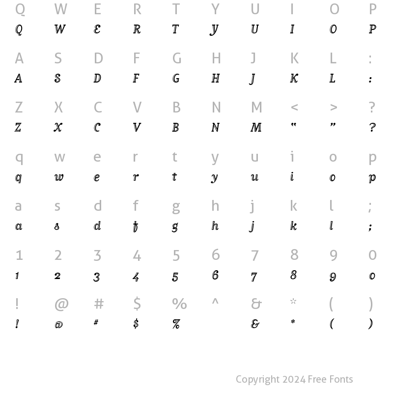 Character Map of MatrixInlineScript Roman