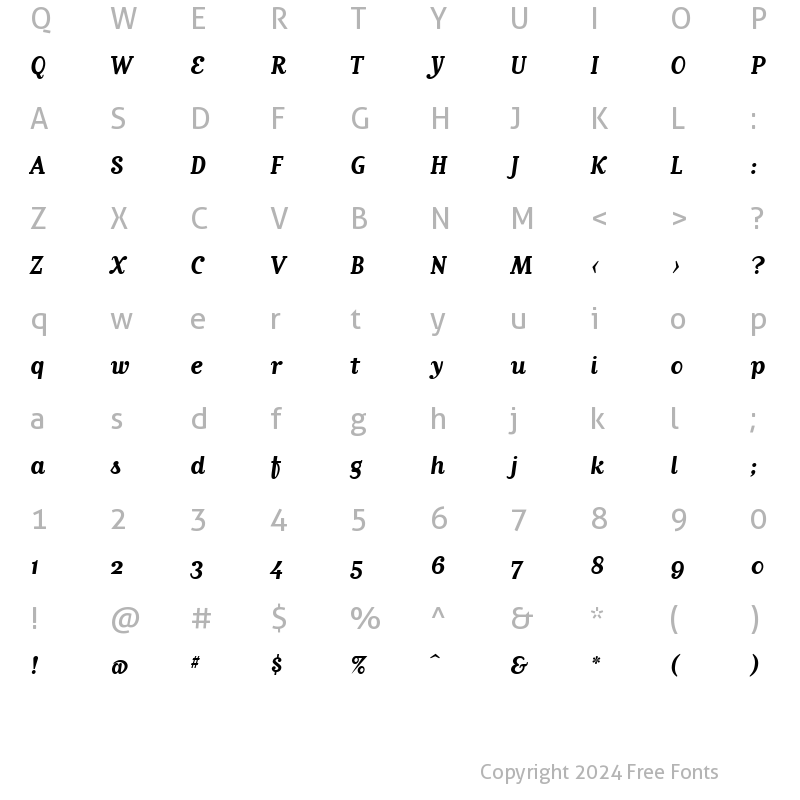 Character Map of MatrixScriptBoldOldstyle Bold