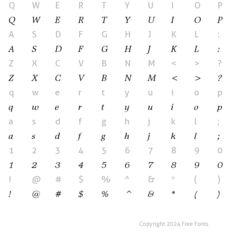 Character Map of MattAntique BT Italic