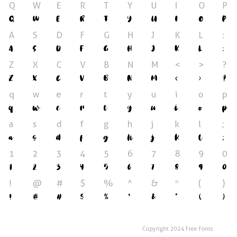 Character Map of Matte Brush Regular