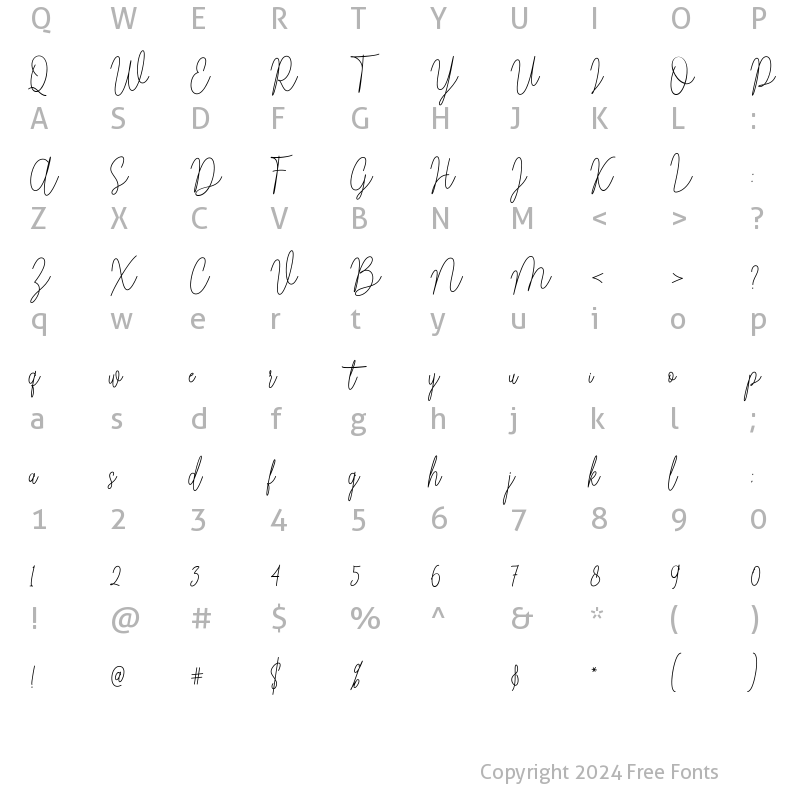 Character Map of Matterie Regular