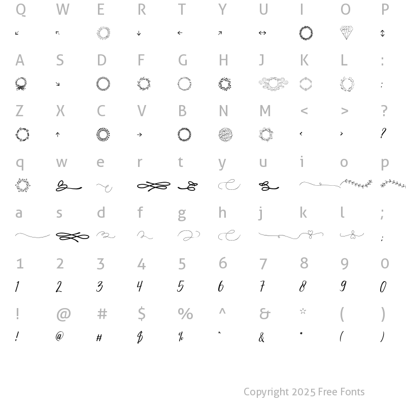 Character Map of Matthews swash Regular