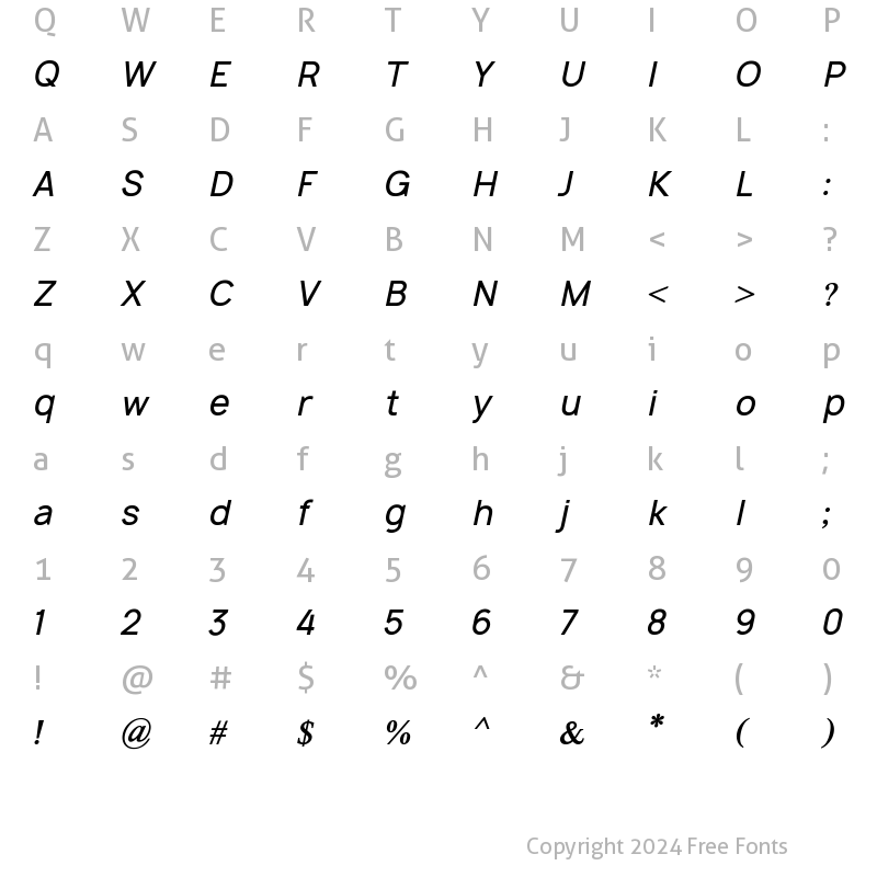 Character Map of Matthine Bold Italic