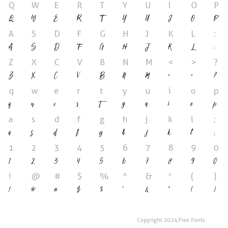 Character Map of Mattthews Regular