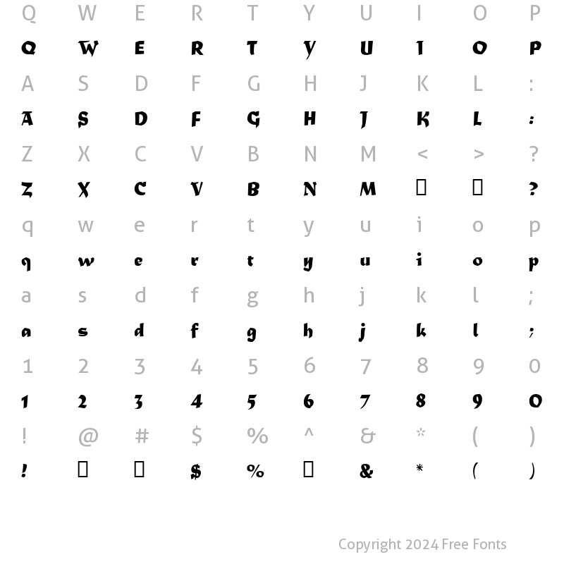 Character Map of Matura MT Regular