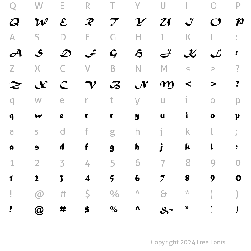 Character Map of Matura MT Script Capitals2 Regular