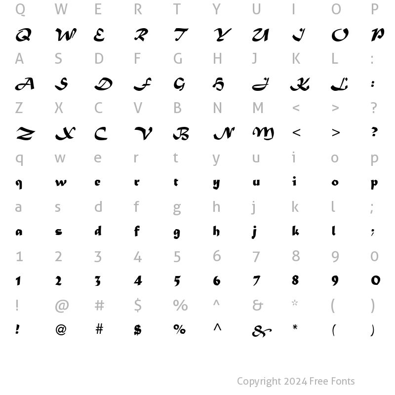 Character Map of MaturaMT ScriptCapitals