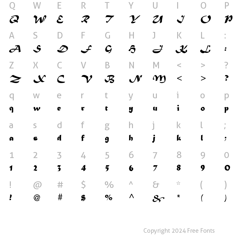 Character Map of MaturaMTScriptCapitals Roman