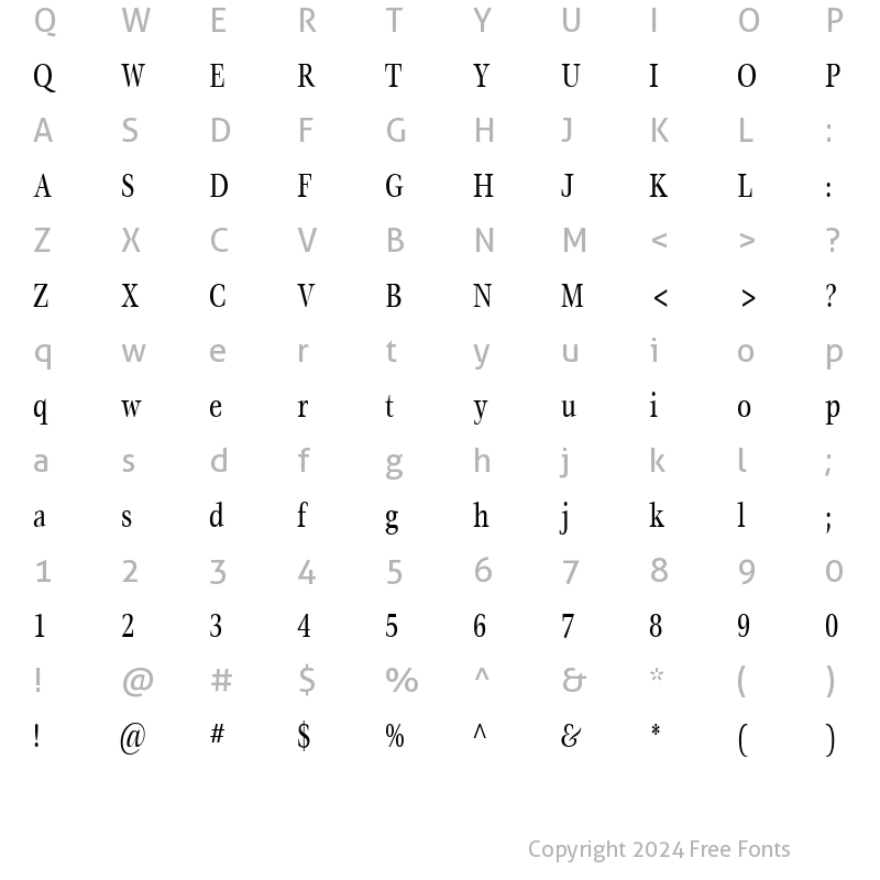 Character Map of MatureCondensed Regular