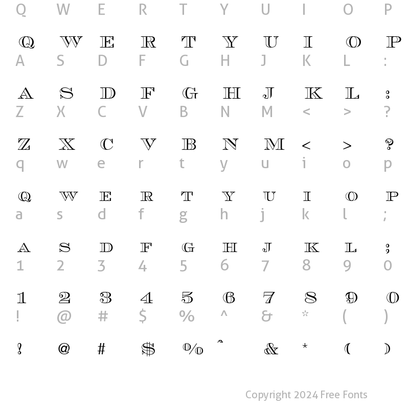 Character Map of MauriceOutline DB Regular