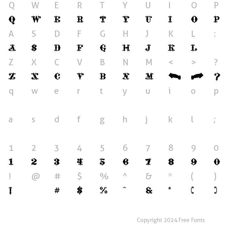 Character Map of Maverick's Luck Fill Regular