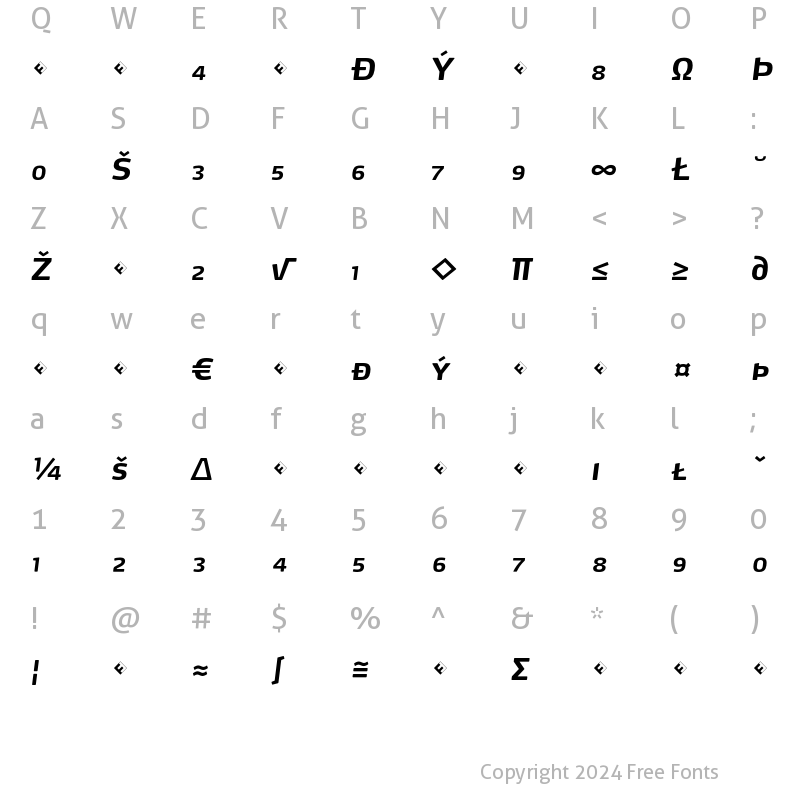 Character Map of Max-BoldItalicSCExpert Regular