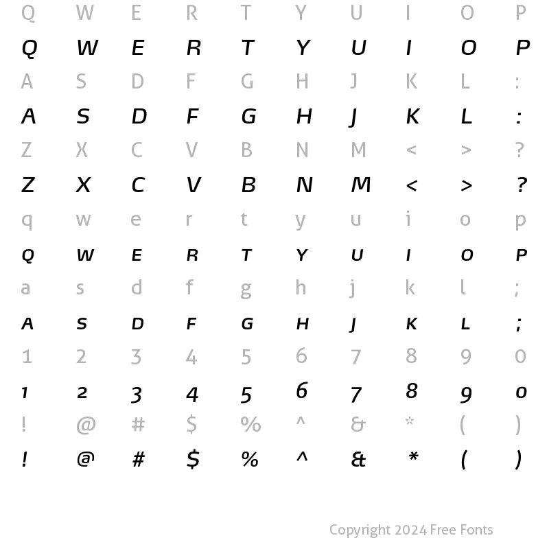 Character Map of Max-BookItalicSC Regular