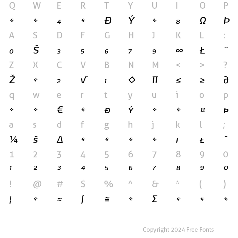 Character Map of Max-BookItalicSCExpert Regular