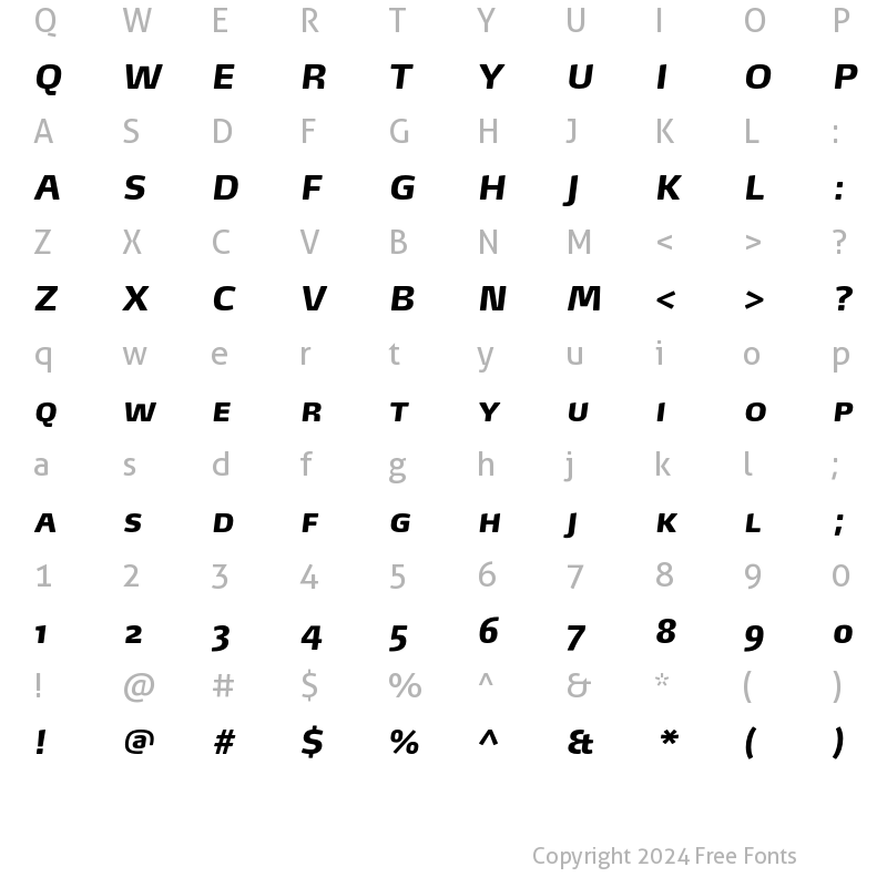 Character Map of Max-ExtraBoldItalicSC Regular