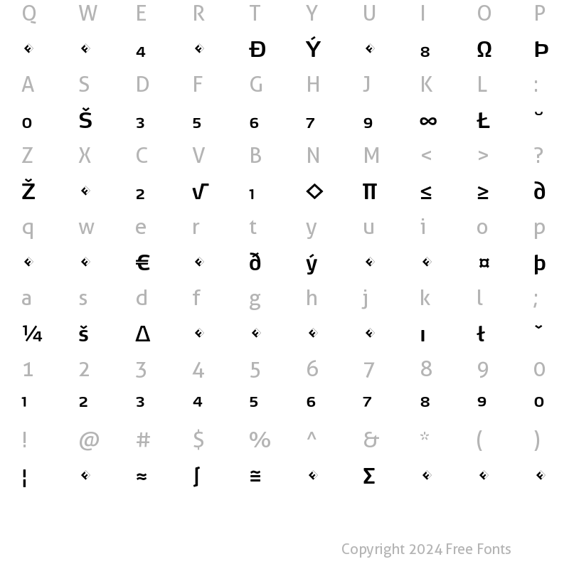 Character Map of Max-SemiBoldExpert Regular