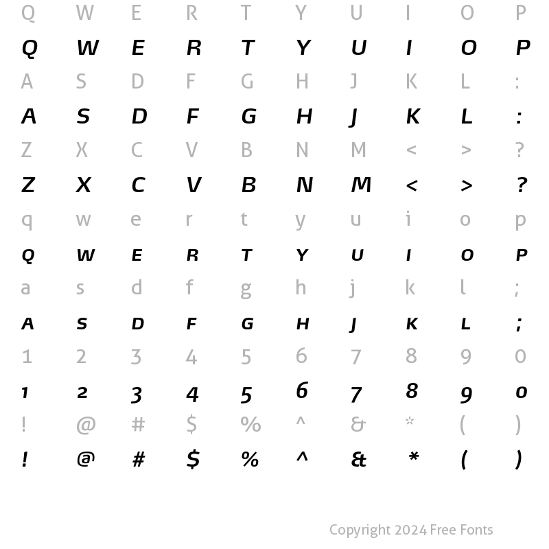 Character Map of Max-SemiBoldItalicSC Regular