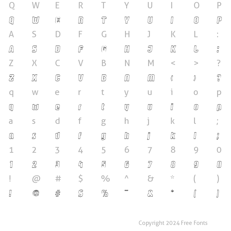 Character Map of MaxBeckerOutline-ExtraBold Italic