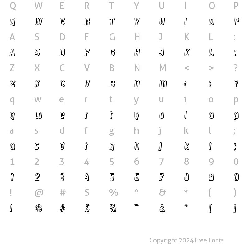 Character Map of MaxBeckerShadow-Medium Italic