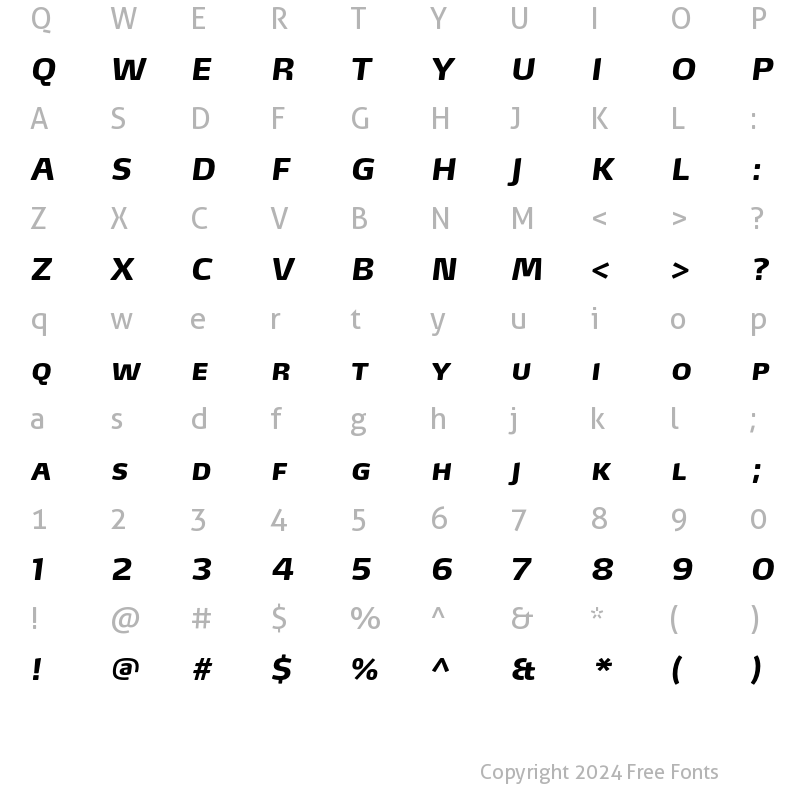 Character Map of MaxLF-ExtraBoldItalicSC Regular