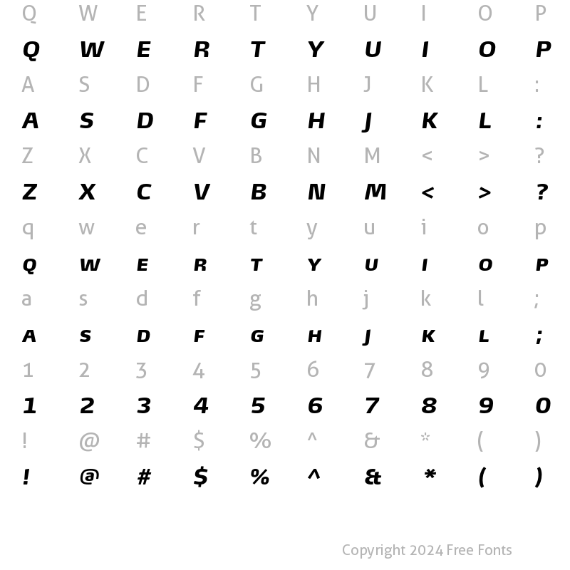 Character Map of MaxTF-ExtraBoldItalicSC Regular