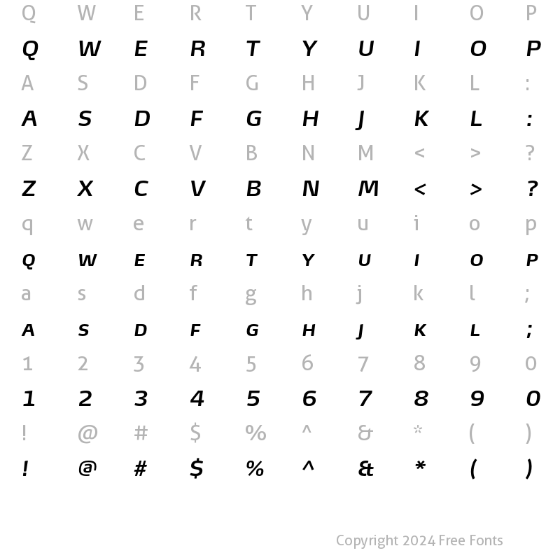 Character Map of MaxTF-SemiBoldItalicSC Regular