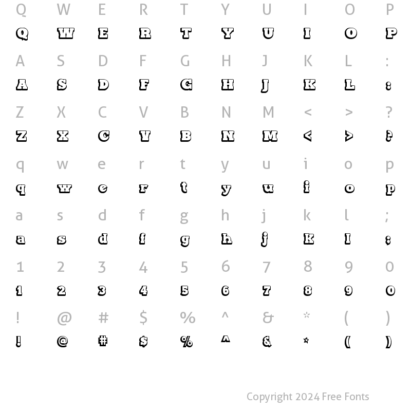 Character Map of Maxxi Serif Outline Bold