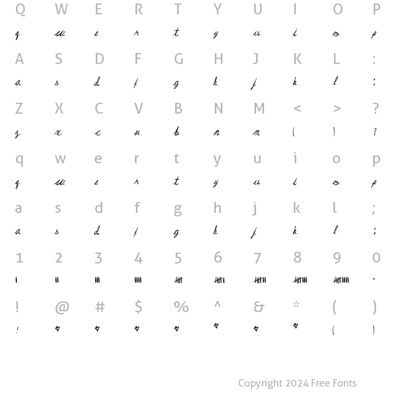 Character Map of May Queen Regular