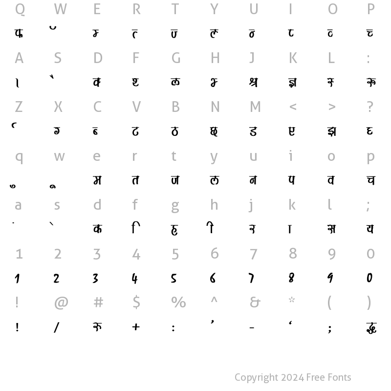 Character Map of Maya Bold